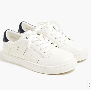 NEW - J Crew White Faux Leather vegan Lace up shoes sneakers kids size 2 K2  New